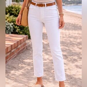 Kut from the Cloth MidRise White Cotton Denim Stretch Jeans 8 Ankle straight leg